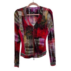 Cap Juluca A New Story Aldo Martins Knit Jacket Size 6 Multicolor Abstract Print